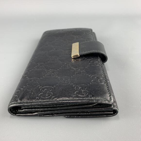 GUCCI Monogram Embossed Black Leather Checkbook Wallet - Picture 6 of 10